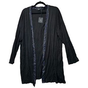 NWT COIN 1804 Plus 3XL Black Sequin Trim Open Front Tunic Cardigan Sweater‎
